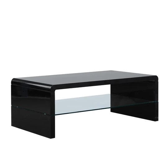 White High Gloss Coffee Table With Tempered Glass Shelf