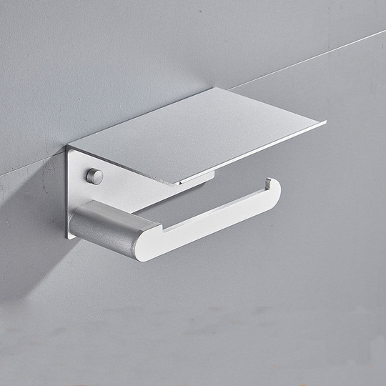 Toilet Paper Holder with Phone Shelf Brushed Nickel, Bathroom Accessories sus 305 Stainless Steel Toilet Paper Roll Dispenser Wall Storage (Silver)