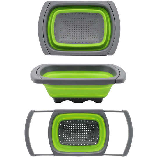 Superseller - Collapsible Colander Set, Pasta Strainer Basket with Plastic Handles, Collapsible Strainers for Kitchen with Extendable Handles