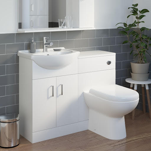 Essence Toilet & Basin Vanity Unit Combination - White Gloss 1050mm