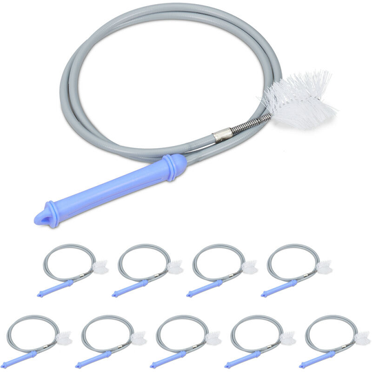 Relaxdays - Set of 10 Drain Brushes, 1m Long, Flexible Clog Remover, Cleaning Tool, Sink & Fish Tank, Kitchen & Bath, Grey
