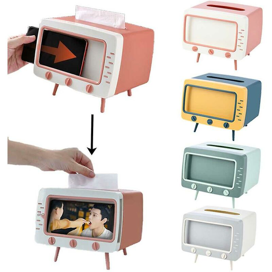Tissue Boxes Paper Storage Boxes Mobile Phone Holder Car Paper Holder (Pink)