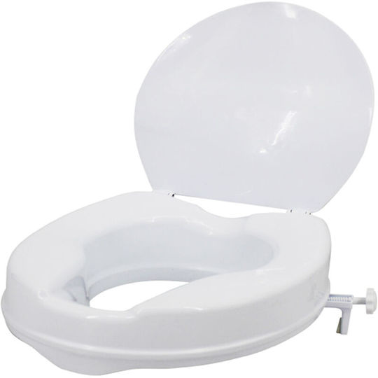Raised Toilet Seat with Lid 300 Lbs Heavy Duty Elevated Toilet Seat with Tightening Clamps Raised Toilet Seats for Most Elongated Toilets (White, 2
