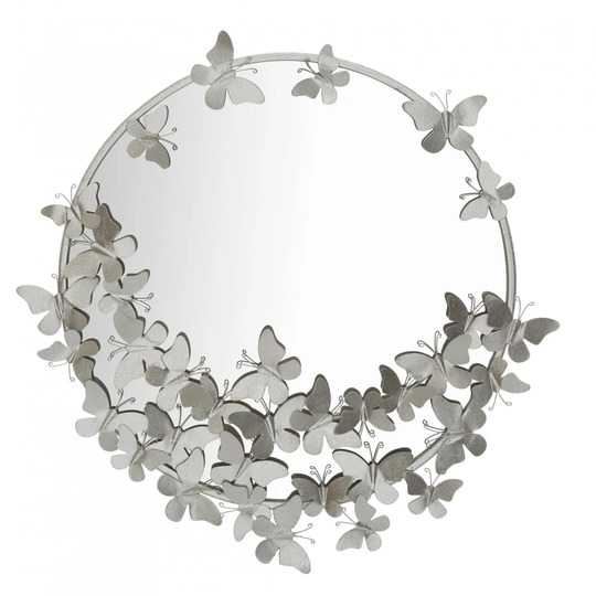 Round Metal Framed Wall Mounted Accent Mirror in Silver