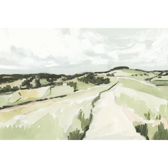 Rolling Pastures Sketch II by Victoria Barnes - Wrapped Canvas Painting