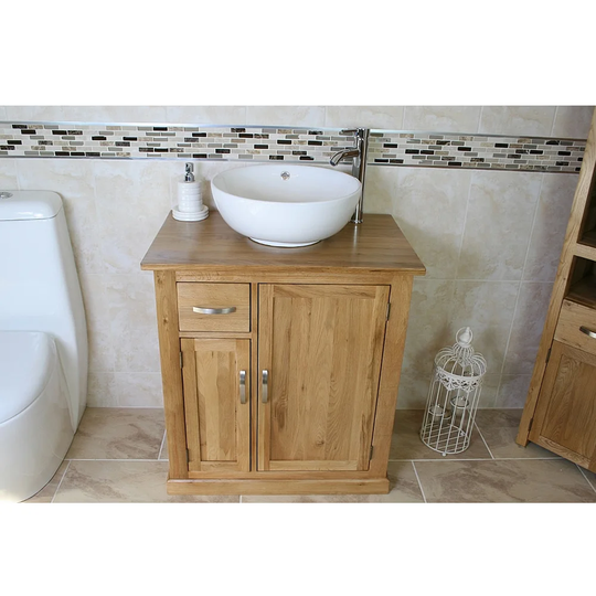 Trident Solid Oak 750mm Free-Standing Vanity Unit