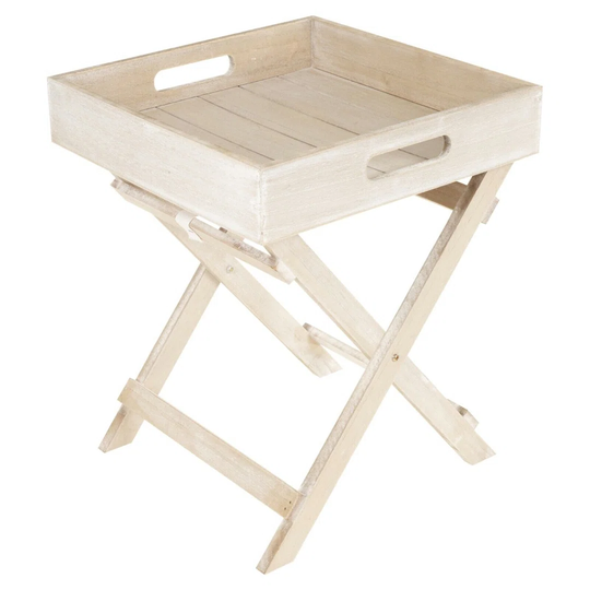 Natural Wooden Coffee Table Tea Serving Tray Freestanding 35Cm Decor Side Table