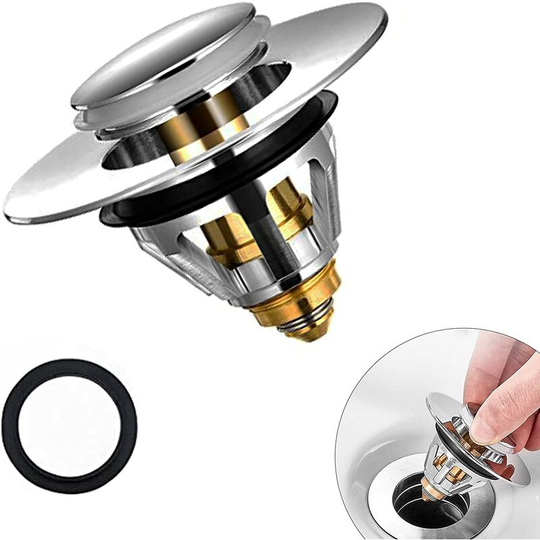 Universal Pop Up Basin Drain with Anti-Clogging Filter, Kitchen Sink Drain (34-38mm)
