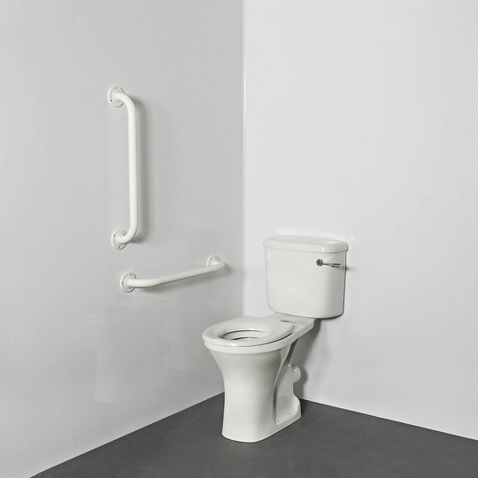 Nymas - NymaPRO Close Coupled Ambulant Doc m Toilet Pack with Concealed Fixings - White Grab Rails