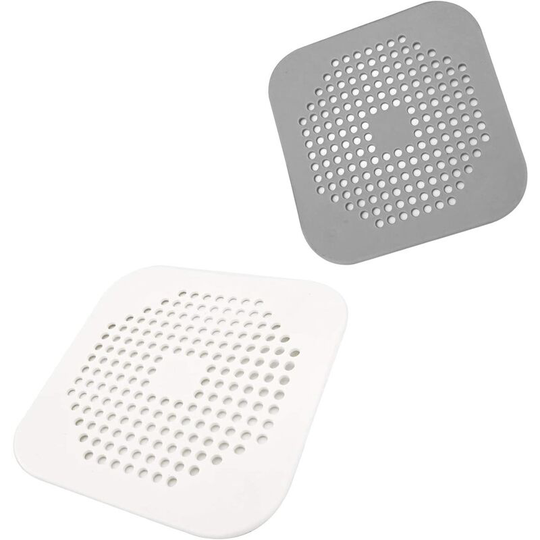 5.7 Inch Square Shower Drain Cover tpr Silicone Flat Plug Filter Shower Drain Protection Flat Filter Plug with Suction Cup 2pcs