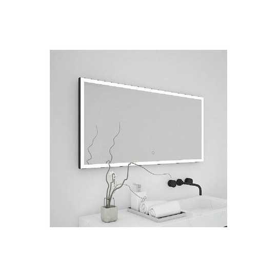 Rectangular Bathroom Mirror led Illuminated Demister Pad Matt Black 1000 x 700mm - Black
