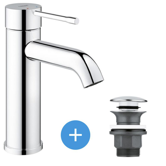 Essence - washbasin mixer set size s + click clack waste for washbasin with overflow (23590001-CLICCLAC) - Grohe