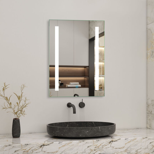450x600mm Heated Bathroom Mirror with Touch Lights,Wall Mounted,IP44,Vertical or Horizontal - Acezanble
