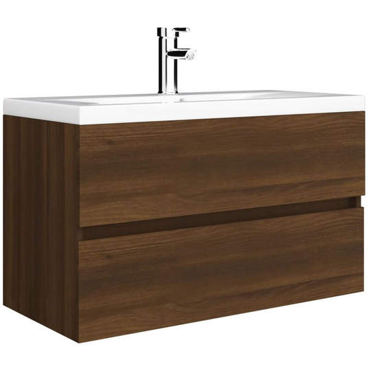 Vidaxl - Sink Cabinet with Built-in Basin Brown Oak Engineered Wood Brown