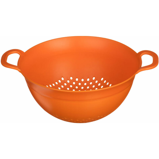 Orange Plastic Colander Strainer With Holes Ideal For Washing And Draining Vegetables Pasta Food Strainer With Handles Perfect For Daily Use 23 x 12