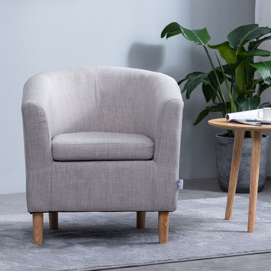 Casual Fabric Linen Chair Armchair, Light Grey - Livingandhome