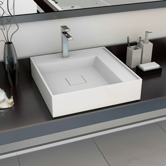 Wash Basin 50x50x12.3 cm Mineral Cast/Marble Cast White VDTD05909 - Topdeal