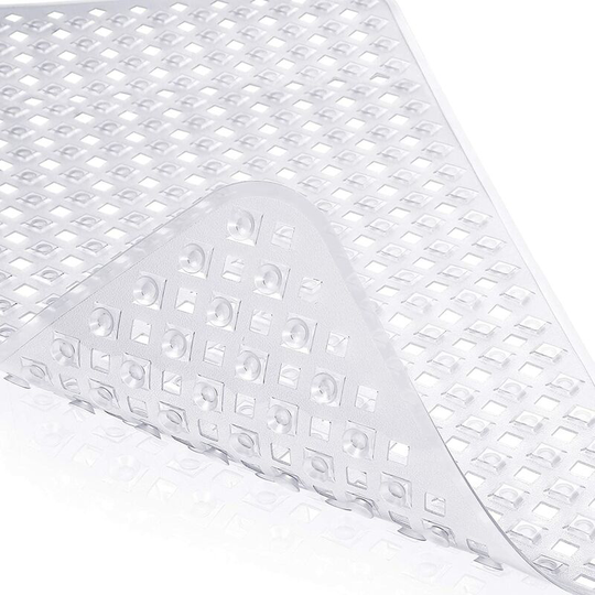 Non Slip Bathtub Mats with Drain Holes, Suction Cups, Machine Washable 34.5 x 15.5 In, Clear White