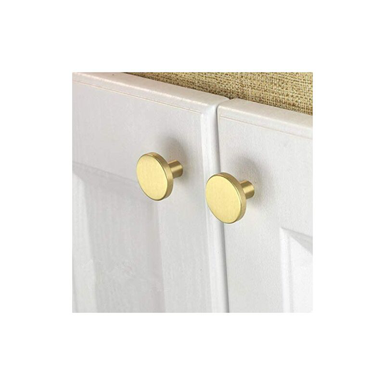 Denuotop - Brushed brass cabinet knobs, gold dresser drawer knobs, for cabinets, cupboards, bathroom, bath and kitchen, set of 10 (round)