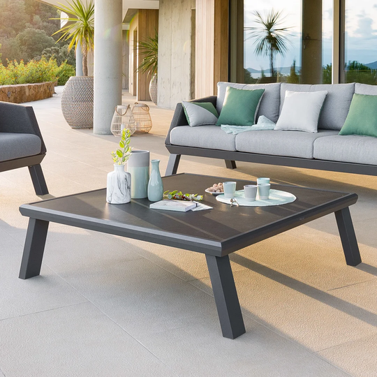 Axiome Rock & Graphite Grey Ceramic Effect Square Garden Coffee Table