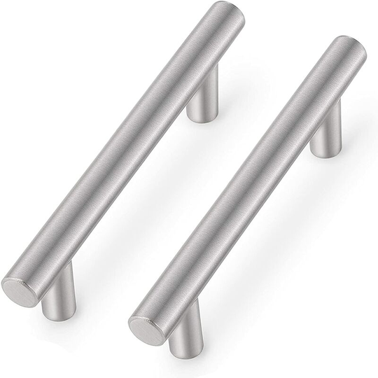 Brushed Nickel Stainless Steel Bathroom Cabinet T Bar Handle Furniture Drawer Pulls Cupboard Knobs (96mm Hole Centers - 150mm Long) 5 Pack