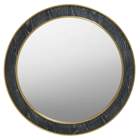 Blaire Round Metal Framed Wall Mounted Accent Mirror in Dark Grey