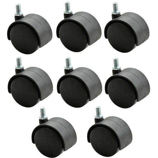 Sunflowergb - 10pcs 2 Inch M8 Screw Silent Office Chair Caster Universal Caster Wheel Plastic Swivel Roller Wheel Furniture Replacement (Black)