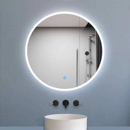Aica Sanitär - 800x800mm Modern Round Bathroom Mirrors Wall Mounted with Lights Decorative Illuminated Bathroom Mirror led with Sensor Touch Control,