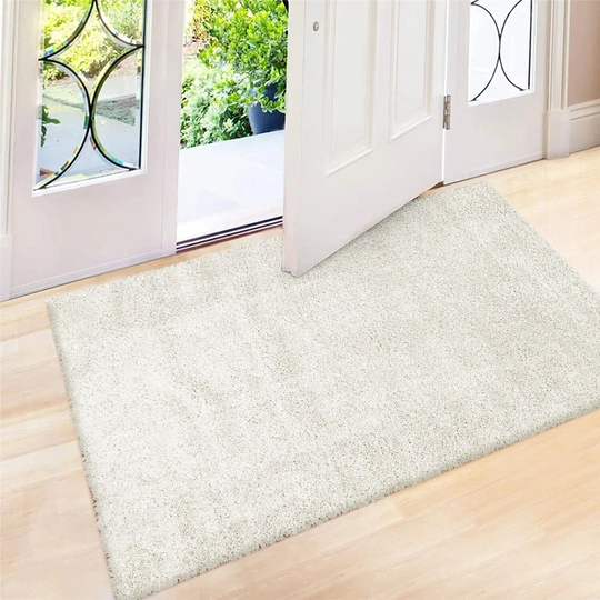Laasia Solid Colour Shaggy Cream Indoor / Outdoor Area Rug