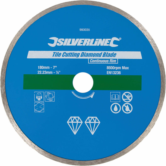 Diamond Tile Cutting Blade 180mm x 22mm - Silverline