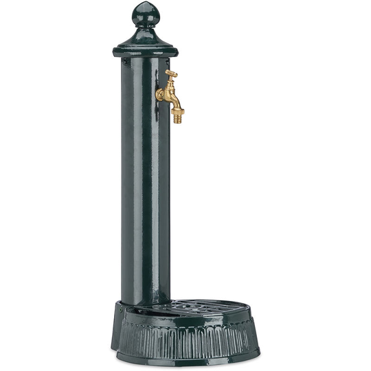 Relaxdays - Free Standing Water Fountain, Antique-Style, Nostalgia, Garden, Patio, Faucet, Basin, HxWxD: 61 x 25 x 31 cm, Dark Green
