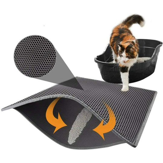 Waterproof Double Layer Cat Litter Mat Honeycomb Pattern Black Soekavia