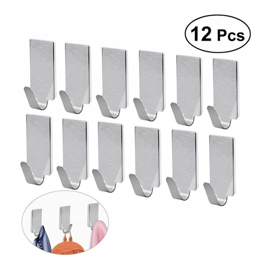 Perleraregb - Wall Crochet 12 Towels Self Adhesive Wall Towel Holder Stainless Steel Wall Hooks Kitchen Bathroom