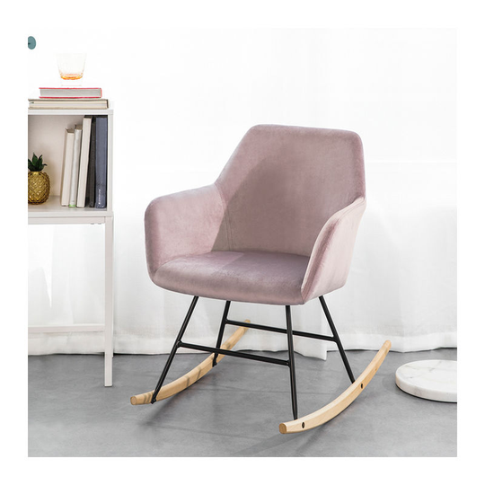 Rocking Chair Armchair Lounge Chair Relaxing Chair Recliner Velvet Seat,FST68-P - Sobuy