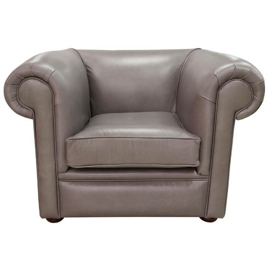 Chesterfield 1930's Low Back Club ArmChair Old English Lead Leather