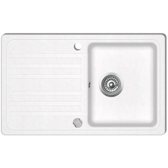 Hommoo - Granite Kitchen Sink Single Basin with Drainer Reversible Cream White VD04093