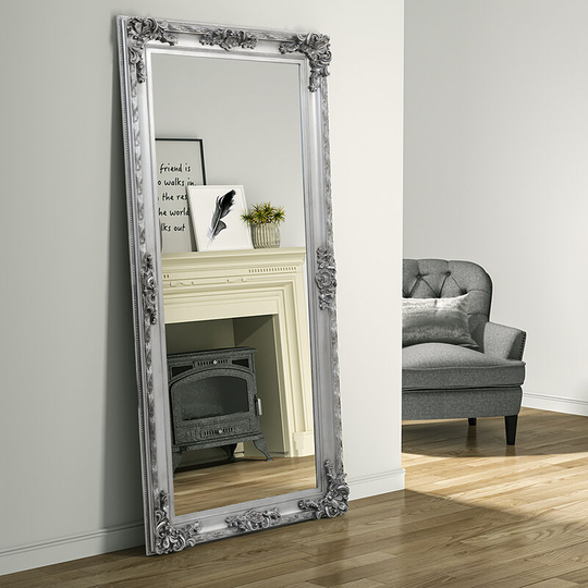 Livingandhome - Oversize Retro Rectangular Garden Full Length Mirror,Silver