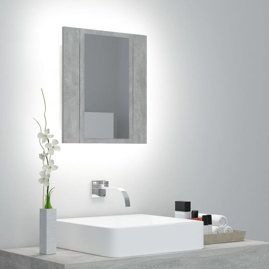 Led Bathroom Mirror Cabinet Concrete 40x12x45 cm,Grey
