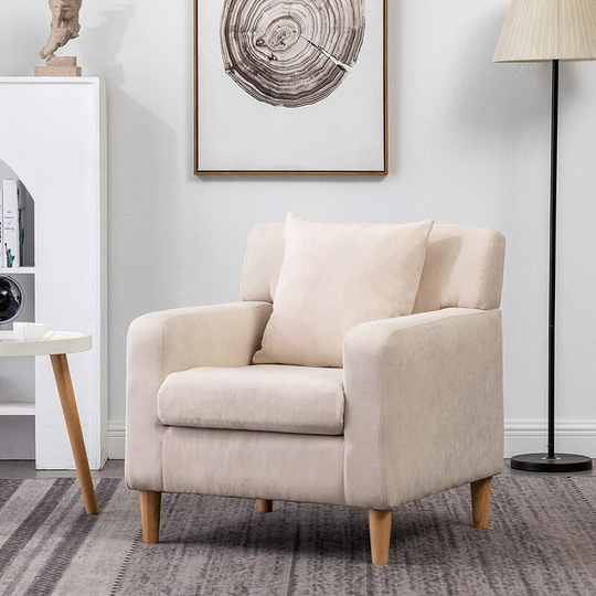 Armchair Scandinavian Chair Velvet Reading Chair, HollyHOME Club Chair with Cushion Sofa Chair, Reception Chair Leisure Chair for Living Room