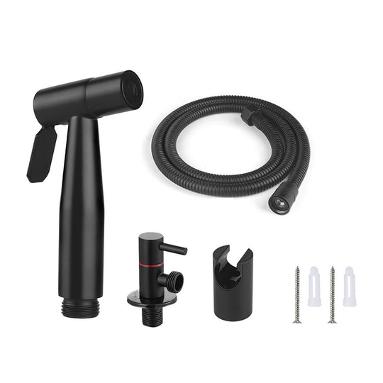 Bidet Sprayer Set,BR-Vie Stainless Steel Toilet Bidet Sprayer, 2 Wires Prevent Rust and Oxidation Black Baking Polish for Home