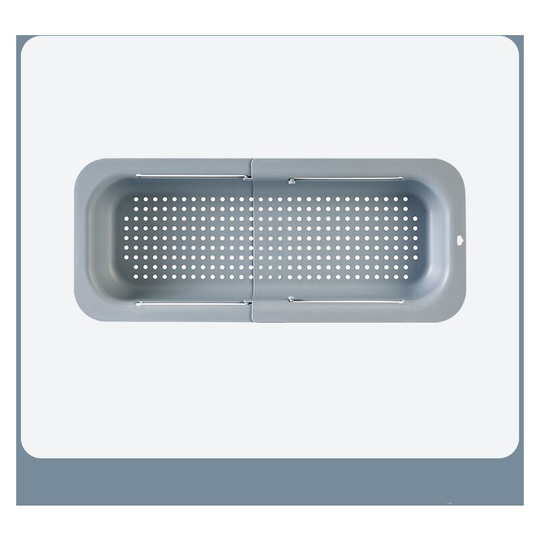 Double Layer Retractable Kitchen Vegetable Wash Basin, Drain Basket, Household Sink, Sink, Drainer, Fruit Tray, Storage Basket (Light Gray)