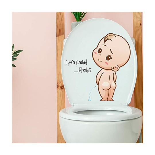 Toilet Stickers, If You're Finished Flush It Funny Decals, Waterproof Vinyl Wall Art Sign Decor, Removable Toilet Seat Quote Murals for Toilet wc