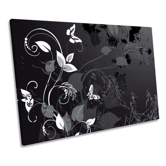 Floral Vines Butterfly Grunge Wrapped Canvas Art Print