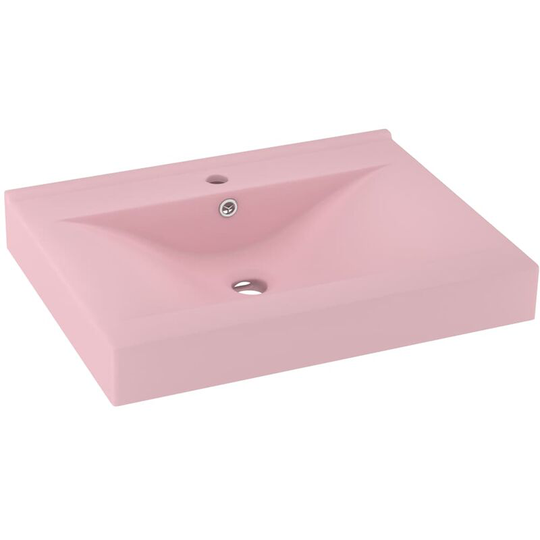 Luxury Basin with Faucet Hole Matt Pink 60x46 cm Ceramic vidaXL - Pink