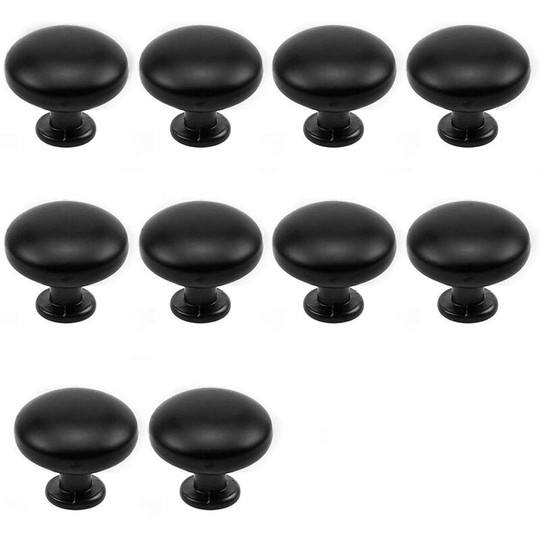 Perlerare - 10PCS Black Drawer Door Handle, 30mm Furniture Knob, Single Round Hole Drawer Knobs, Door Knobs, Furniture Handles for Cupboard Cabinet