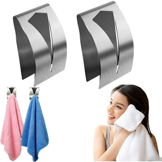 Betterlifegb - bette Bathroom Towel Holder Kitchen Towel Holder Solid Kitchen Towel Hook Adhesive Stainless Steel, Bathroom Self Adhesive Hook, 5