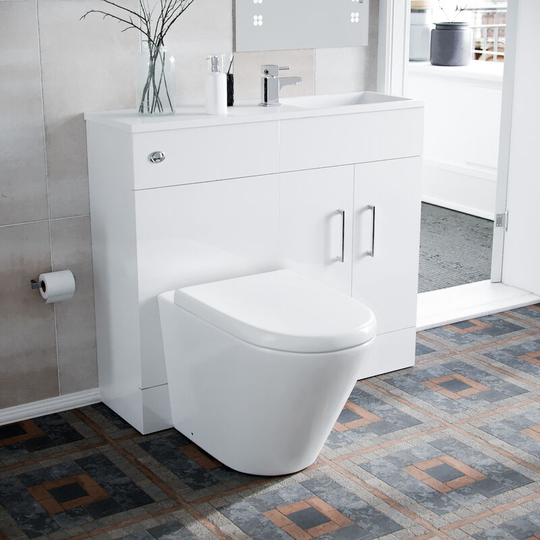 Neshome - Vanity Basin Unit & Ellis Back To Wall Toilet White Flat Pack| James