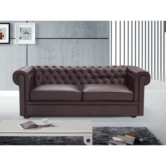 Clackline Cowhide & Faux Leather 3 Seater Chesterfield Sofa