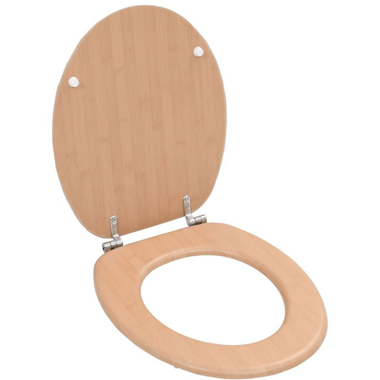 Wc Toilet Seat with Lid mdf Bamboo Design - Brown