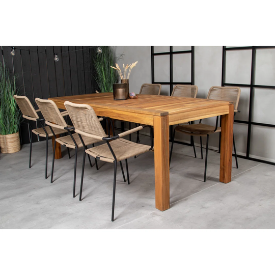 Landen 7 - Piece Acacia Solid Wood Dining Set